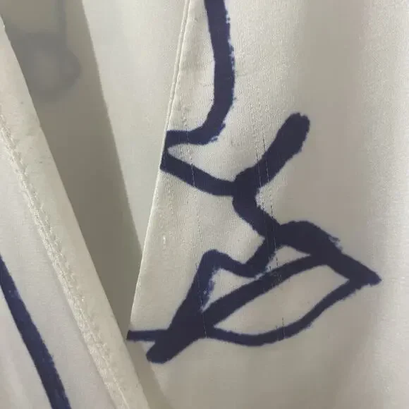 Hutch Printed Rosa Artsy Wrap Short Sleeve Tiered Midi Dress Faces White Size XS - Picture 6 of 11